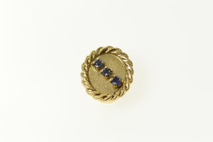10K Sapphire Inset Rope Trim Oval Slide Bracelet Charm/Pendant Yellow Gold