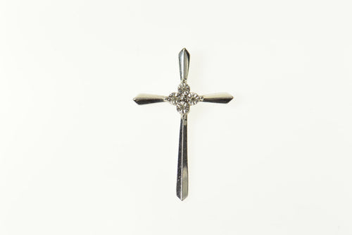 10K Diamond Classic Cross Christian Faith Pendant White Gold