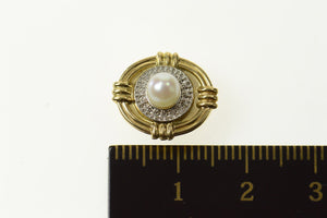 10K Two Tone Pearl Ornate Round Slide Bracelet Charm/Pendant Yellow Gold