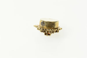 10K Garnet Ornate Flower Elaborate Slide Bracelet Charm/Pendant Yellow Gold