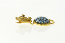Load image into Gallery viewer, 14K Mouse Rat Rodent Turquoise Sim. Garnet Charm/Pendant Yellow Gold