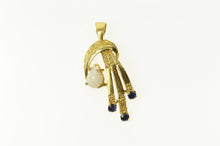 Load image into Gallery viewer, 14K Pear Opal Sapphire Retro Ornate Pendant Yellow Gold