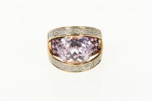 14K Pink Topaz Pink Sapphire Diamond Statement Ring Size 6 Rose Gold