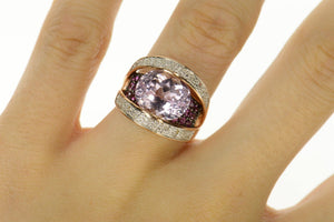14K Pink Topaz Pink Sapphire Diamond Statement Ring Size 6 Rose Gold