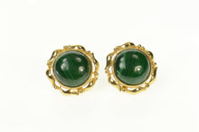 Load image into Gallery viewer, 14K Round Malachite Cabochon Retro Stud Earrings Yellow Gold