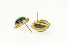 Load image into Gallery viewer, 14K Round Malachite Cabochon Retro Stud Earrings Yellow Gold