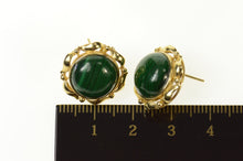 Load image into Gallery viewer, 14K Round Malachite Cabochon Retro Stud Earrings Yellow Gold