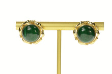 Load image into Gallery viewer, 14K Round Malachite Cabochon Retro Stud Earrings Yellow Gold