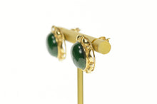 Load image into Gallery viewer, 14K Round Malachite Cabochon Retro Stud Earrings Yellow Gold