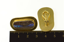 Load image into Gallery viewer, 14K Oval Natural Black Opal French Clip Earrings Yellow Gold