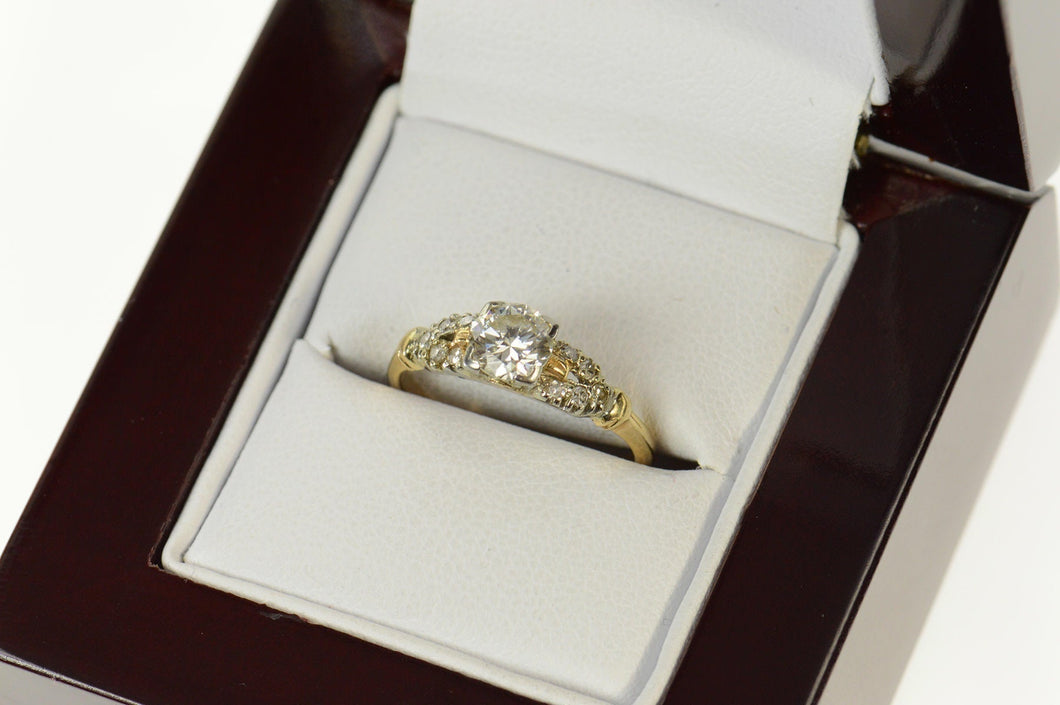 10K 0.62 Ctw Classic 1940's Diamond Engagement Ring Size 4.75 Yellow Gold