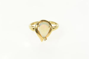 14K Pear Natural Opal Diamond Accent Statement Ring Size 6 Yellow Gold