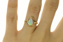Load image into Gallery viewer, 14K Pear Natural Opal Diamond Accent Statement Ring Size 6 Yellow Gold