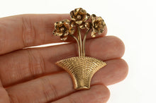 Load image into Gallery viewer, 14K 3D Ornate Flower Bouquet Basket Retro Pin/Brooch Yellow Gold