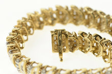 Load image into Gallery viewer, 10K 3.15 Ctw Baguette Round Diamond Tennis Bracelet 7.25&quot; Yellow Gold