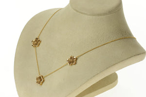 18K Ornate Diamond Inset Flower Link Chain Necklace 18" Rose Gold