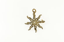 Load image into Gallery viewer, 14K Victorian Seed Pearl Wavy Sun Pendant/Pin Yellow Gold