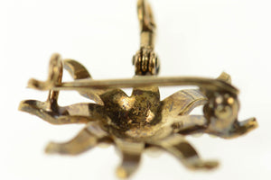14K Victorian Seed Pearl Wavy Sun Pendant/Pin Yellow Gold