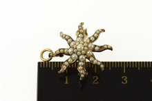 Load image into Gallery viewer, 14K Victorian Seed Pearl Wavy Sun Pendant/Pin Yellow Gold