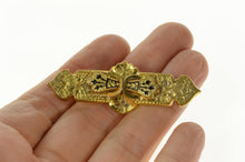 Load image into Gallery viewer, 14K Victorian Black Enamel Mourning Bar Pin/Brooch Yellow Gold