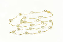 Load image into Gallery viewer, 14K Pearl Beaded Cable Link Classic Chain Necklace 16.75&quot; Yellow Gold