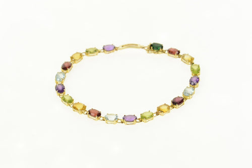 14K Sim. Amethyst Citrine Topaz Garnet Tennis Bracelet 8