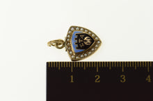 Load image into Gallery viewer, 10K Sigma Tau Alpha Enamel Seed Pearl Charm/Pendant Yellow Gold