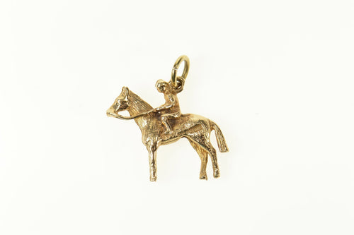 9K 3D Cowboy Horse Country Western Motif Charm/Pendant Yellow Gold