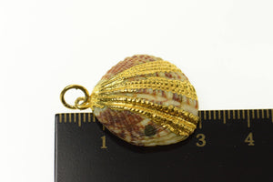 Gold Plated Ornate Natural Cockle Sea Shell Ocean Motif Charm/Pendant