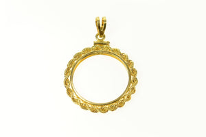 14K 20.8mm Rope Trim Coin Holder Pendant Yellow Gold