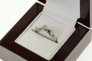 10K Classic Diamond Solitaire Simple Promise Ring Size 6.75 White Gold
