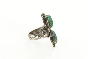 Sterling Silver EJ Native American Turquoise Ornate Navajo Ring Size 6.75