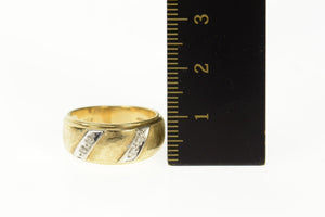 14K Diamond Striped Graduated Retro Wedding Band Ring Size 6.75 Yellow Gold