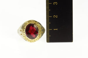 14K 1930's Two Tone Syn. Ruby USN Naval Service Ring Size 7 Yellow Gold