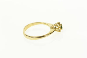 14K Emerald Diamond Halo Classic Statement Ring Size 3 Yellow Gold