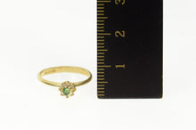 Load image into Gallery viewer, 14K Emerald Diamond Halo Classic Statement Ring Size 3 Yellow Gold
