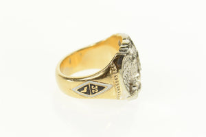 14K Two Tone Eagle Masonic Enamel 4.8mm Setting Ring Size 7.5 Yellow Gold