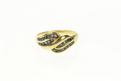 14K Wavy Sapphire Channel Inset Statement Ring Size 8.25 Yellow Gold