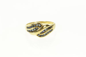 14K Wavy Sapphire Channel Inset Statement Ring Size 8.25 Yellow Gold