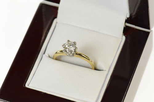 14K 0.30 Ct Diamond Solitaire 1940's Engagement Ring Size 6 Yellow Gold