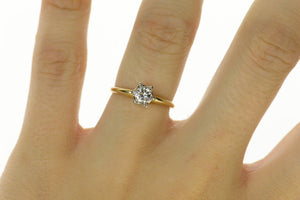 14K 0.30 Ct Diamond Solitaire 1940's Engagement Ring Size 6 Yellow Gold