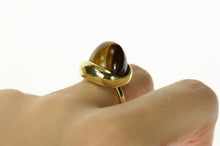 Load image into Gallery viewer, 14K 1960&#39;s Retro Tiger&#39;s Eye Cabochon Cocktail Ring Size 6 Yellow Gold