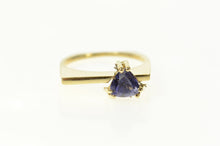 Load image into Gallery viewer, 14K Trillion Iolite Squared Stackable Statement Ring Size 5.25 Yellow Gold