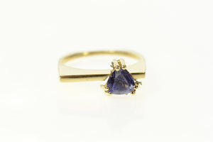 14K Trillion Iolite Squared Stackable Statement Ring Size 5.25 Yellow Gold