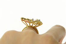 Load image into Gallery viewer, 18K Coral Diamond Butterfly Hinged Band Cocktail Ring Size 6.75 Yellow Gold