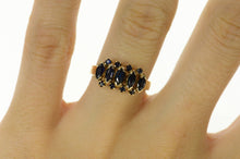 Load image into Gallery viewer, 14K Marquise Natural Sapphire Statement Band Ring Size 6 Yellow Gold