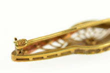 Load image into Gallery viewer, 14K Diamond Ornate Art Deco Filigree Bar Pin/Brooch Yellow Gold