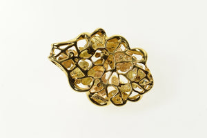 18K JY Diamond Designer Butterfly Flower Statement Pendant Yellow Gold