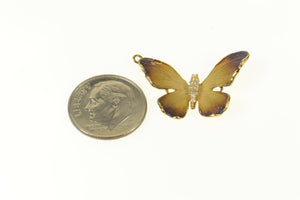 18K Diamond Ornate Enamel Butterfly Statement JY Charm/Pendant Yellow Gold