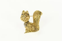 Load image into Gallery viewer, 14K Sapphire Eyed Diamond Necklace Squirrel Pin/Brooch Yellow Gold